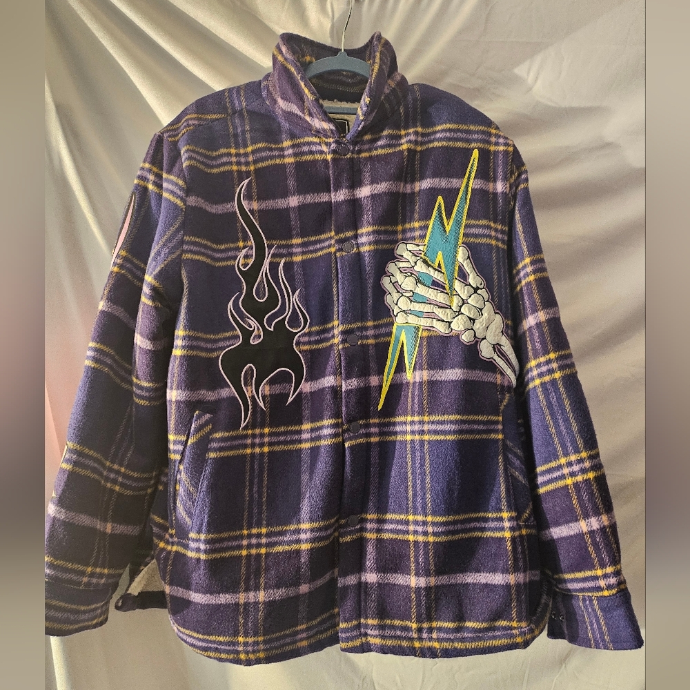 Rebel Minds Men's Purple Plaid Festival Jacket. Med